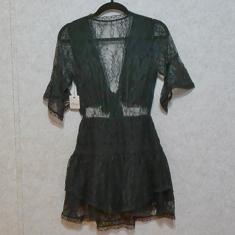 Free People Black Lace Mini Dress - Picture 4 of 13